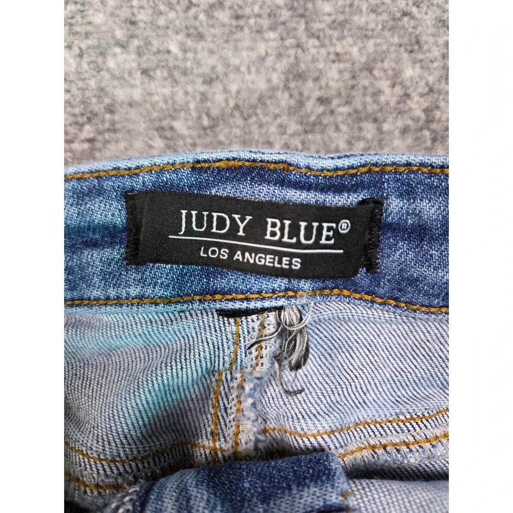 Judy Blue Jeans Womens 33 Blue High Rise Front Patch Pocket Tapered Leg Denim